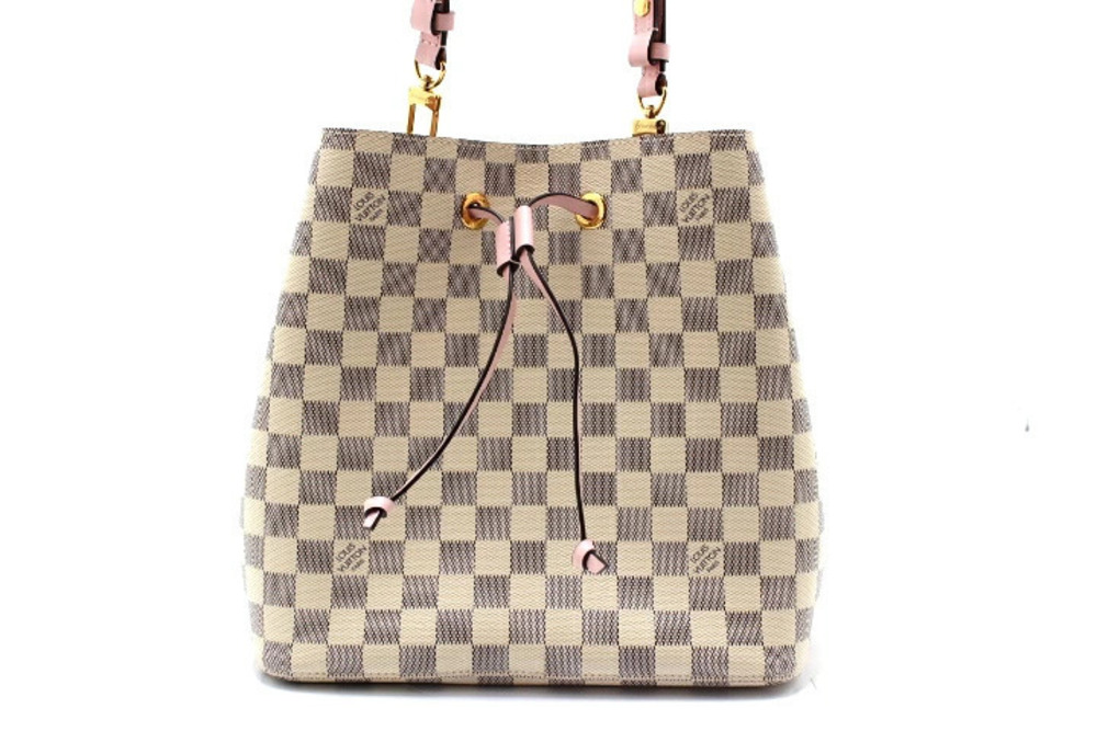 LOUIS VUITTON Neo Noe Damier Azur White Eau de Rose Pink Handbag